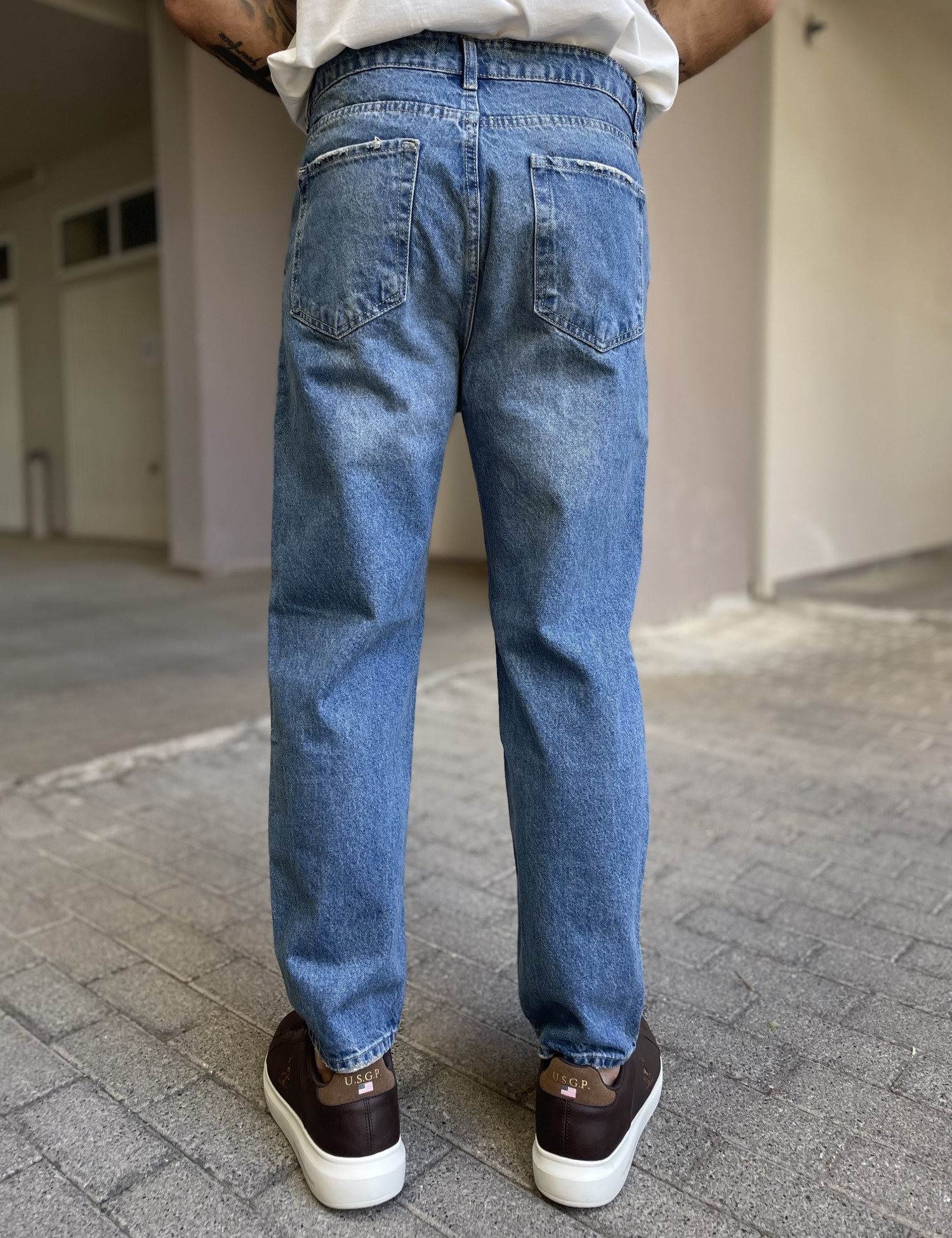 Ανδρικό μπλε ξεβαμμένο loose τζιν πεντάτσεπο WE2650 φωτογραφία